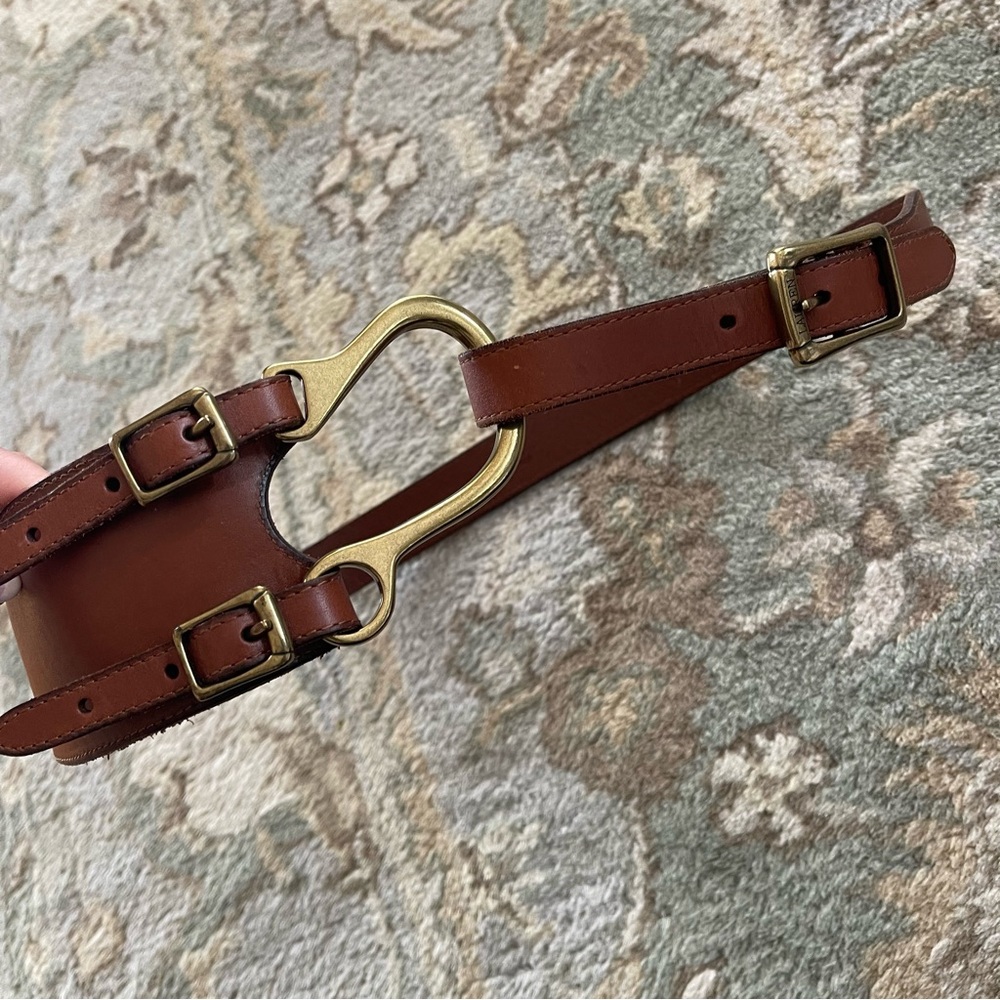 Lauren Ralph Lauren Brown Leather Equestrian Hook Buckle Waist Belt Womens Large - Picture 3 of 7